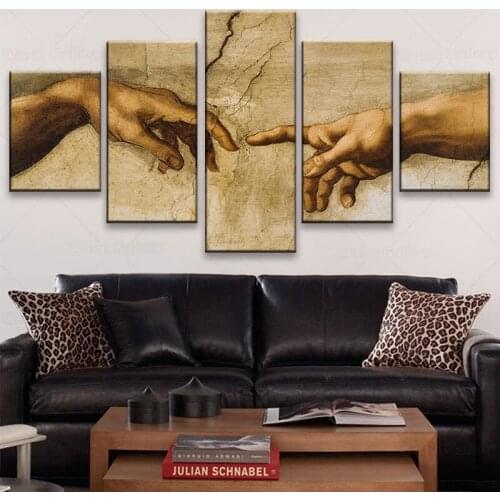 5 Pieces HD Of hand touch hand Paintings Canvas Poster Wall Art Frame Modular Prints Pictures Home Modern Decorative