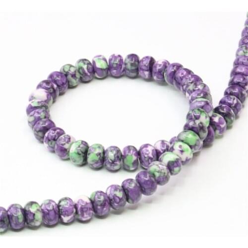Noble Purple Rainbow Stone 5x8mm Abacus Shaped Loose Beads Semi-finished Synthetic Beads Jewelry Making Accessories 15inch Y712