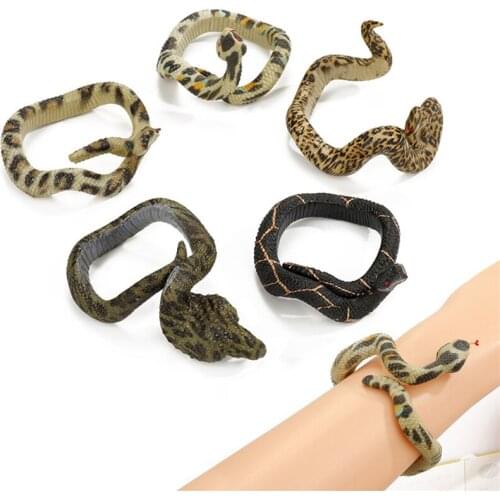 1PC Punk Exaggerated Simulation Bangle Bracelet For Women Men Halloween Jewelry Gothic Ethnic Fake Snake Open Ring Novelty Toys