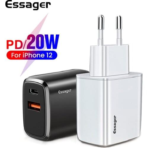 20W QC PD 3.0 USB Type C Quick Charger Adapter For iPhone 12 11 Pro XR Xs Samsung S20 Fast Charging EU Plug Travel Power Adapter