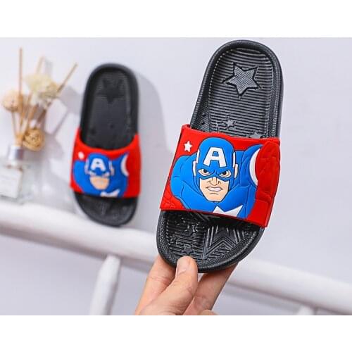 Disney Captain America Childrens Slippers Non-slip Cartoon Big Kids Indoor Home Boys Outdoor Beach Shoes