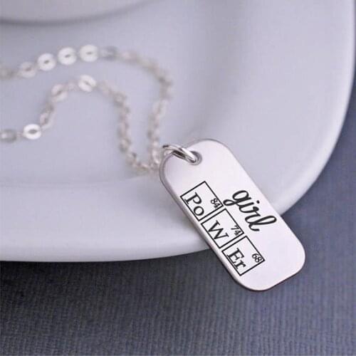 2018 New Girl Power Periodic Table Elements Necklace Inspirational Jewelry Science Necklace Drop Shipping Accepted YP3759