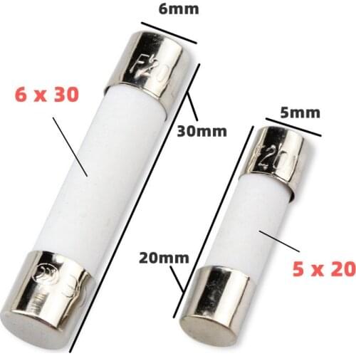 10pc/lot One Sell 5*20mm 6*30mm Fast Blow Tube Fuses mm 250V 0.1 0.2 0.3 0.5 1 2 3 4 5 6 8 10 15 20 25 30A AMP Fuse Ceramic fuse