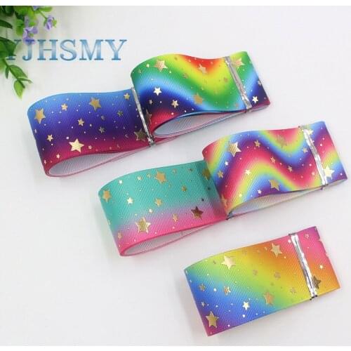 I-19917-2179 1-1/2inch 38mm 5yds Color fluorescent star heat transfer printing grosgrain ribbon, bow cap DIY handmade accessories decoration