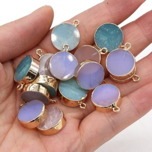 Natural Stone Rose Quartzs Pendant Round shape Exquisite charms for Jewelry Making DIY Necklace Bracelet Accessories 15x20mm