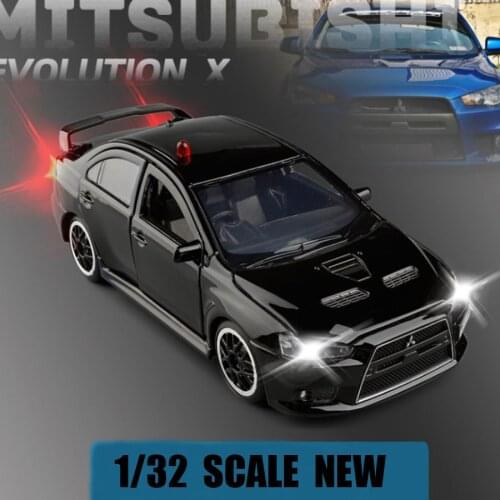 High Simulation 1:32 MITSUBISHI LANCER EVOLUTION Police Model Car Alloy Slide Car Toy 6 Open Door Kids Toy Car Gifts Wholesale
