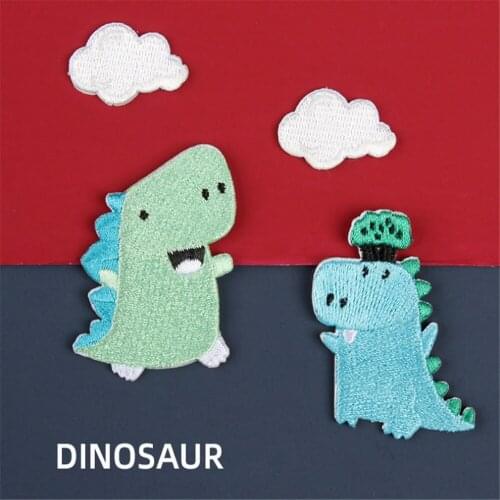 Maxsin High Quality Cute Dinosaur Embroidered Fashion White Cloud Patch For Cloth Dress Jacket Iron On Garment Appliques DIY