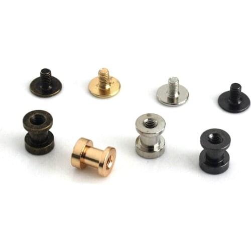 10pcs Metal Binding Chicago Button with Screw Back Double Head for Leather Purse Bag Strap Leather Craft Belt Wallet Fasteners