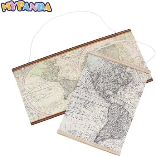 Dollhouse Miniature Accessories Mini World Map 1/12 Simulation Furniture Model Toys for Doll House Decoration