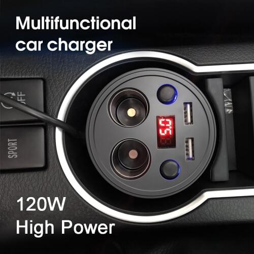 Multifunctional Car Cigarette Lighter Splitter Plug Dual Usb Car Charger Car 12v Socket Cigarette Lighter Socket Splitter
