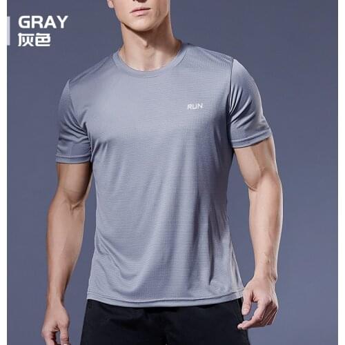 2020 Polyester Gym Shirt Sport T Shirt Men Short Sleeve Running Shirt Men Workout Training Tees Fitness Top Sport T-shirt