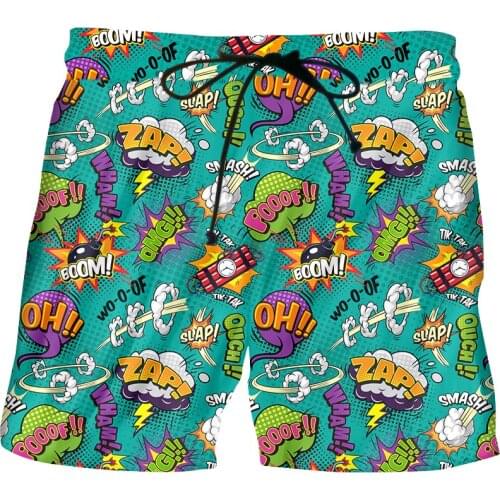 IFPD Mens Board Shorts Summer Casuals 3d Comic Graffiti Printed Beach Men Short Pants Comfortable Streetwear Oversized 6XL