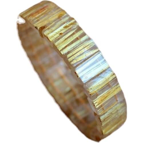 Natural Gold Rutilated Titanium Quartz Bangle Bracelet 12*8mm