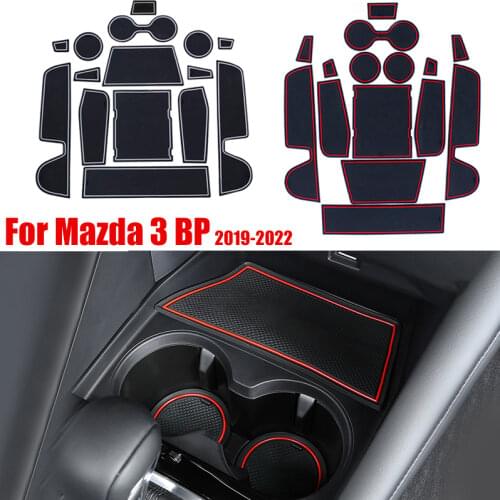 For Mazda 3 Alexa 2019 2020 Car Gate Slot Non-slip Cup Pad Door Groove Rubber Rugs Mats Auto Interior Decoration Accessories