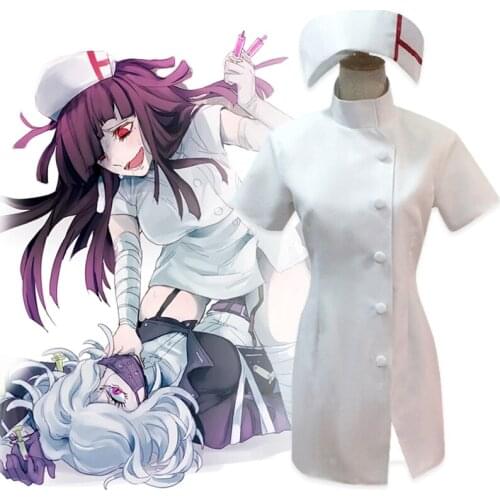 New Game Danganronpa Clothes Girls Mikan Tsumiki Cosplay Costumes Sexy White Nurse Uniforms Wigs Full Sets For Women Halloween