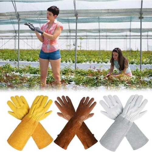 New 1 Pair Gardening Long Gloves Anti-wear Stab-resistant Welding Gloves Garden Thorn-Proof Gloves Protector For Rose Pruning
