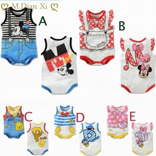 New Cartoon Minnie Anime Newborn Baby Clothes Pure Cotton Summer Rompers Kids Baby Girl Jumpsuit Toddler Costume for Boys Romper