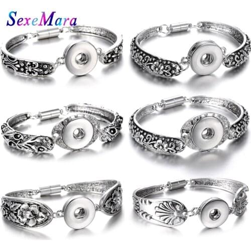 New Magnetic Silver color Snap Button Bracelet for Women Fit 18mm Snap Buttons Jewelry Metal Snap Bracelets Bangles Snap Jewelry