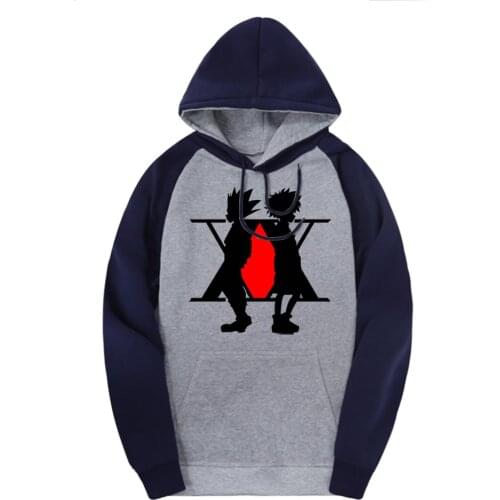 HUNTERXHUNTER Raglan Hooded Sweatshirts Men Fashion Casual Clothing Autumn Winter Streetwear Brand Hoodies Male Hoody Homme