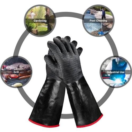 Inkbird BBQGO Oven Gloves Waterproof Fireproof Neoprene-Coating Gloves 14 in/35.56cm for Kitchen Grill Barbecue Industrial Uses