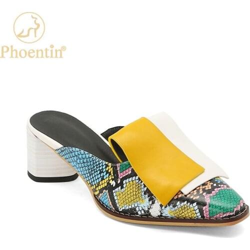 Phoentin woman slippers Serpentine high heel shoes for women colorful outdside slipper summer new Slides Plus Size 34-43 FT1145