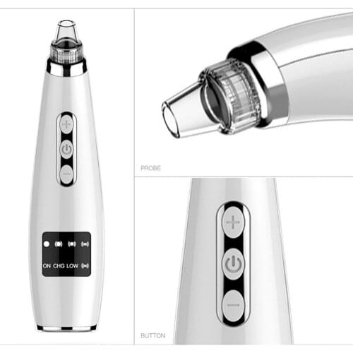 Blackhead Remover Vacuum Electric Facial Comedo Suction Pore Cleaner Extractor Tool 5 Replaceable Suction Heads