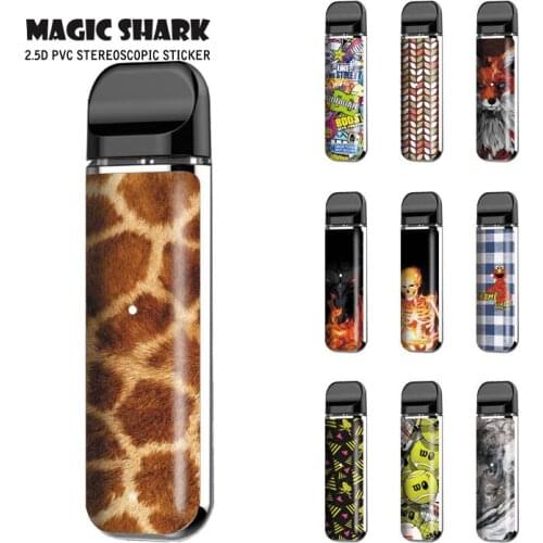 Leopard Fox Skull Skelekon Stone Print Shockproof PVC Kit Vape Sticker Case for Smok Novo Pod