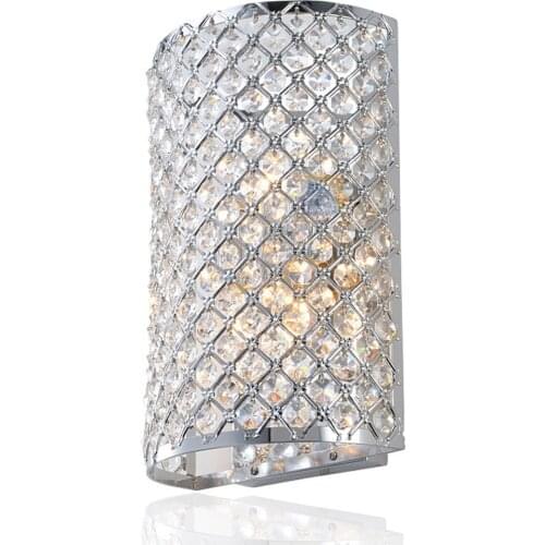Luxury Royal Crystal Embedded Bedroom Wall light Free Shipping Modern Polished Chrome Plaid Base Living/Meeting Room Wall Lamp