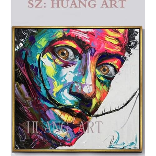 Handmade Alec Monopoly Oil Painting on Canvas Urban art wall decor Salvador Dali self-portrait Decorating clubhouse hall