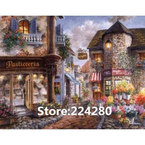 Needlework.embroidery,DIY 14CT Unprinted Art Cross stitch kits The famous painting town scenic Cross-Stitching decor crafts