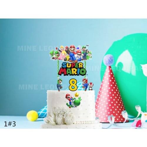 Super Bros Yoshi Dinosaur Cake Topper kids Birthday Party decoration Cake Topper Happy Birthday Cake Topper Mari