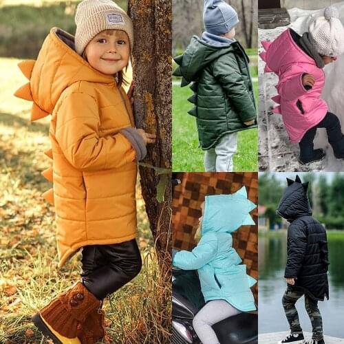 1-7Years Toddler Kids Baby Boy Girl Hoodie 3D Dinosaur Zipper Winter Autumn Thick Coat Warm Jacket Outwear Coats Jackets