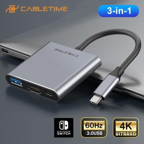 CABLETIME Usb C Hub Switch Dock Station Adaptador Usb C HDMI Compatible VGA Usb 3.0 Dock Nintendo Switch 4K for Macbook Pro
