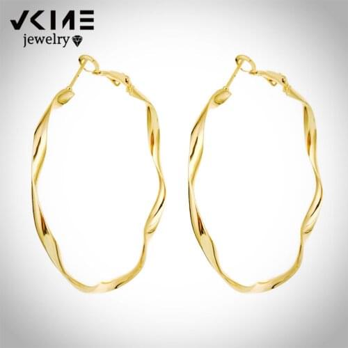 VKME simple copper hoop earrings 2020 new trendy retro wild Earrings female Korean earrings gifts