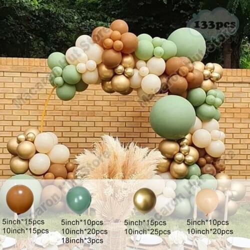 Balloon Arch 133pcs Avocado Green Wedding Decoration Cream Peach Pastel Balloons Garland Birthday Party Baby Shower Decorations