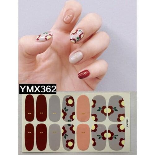 1 Sheet 14Tips Nail Wraps Glitter Gradient Color Adhesive Nail Art Sticker Waterproof Nail Vinyls Decal Nail Sticker Decorations