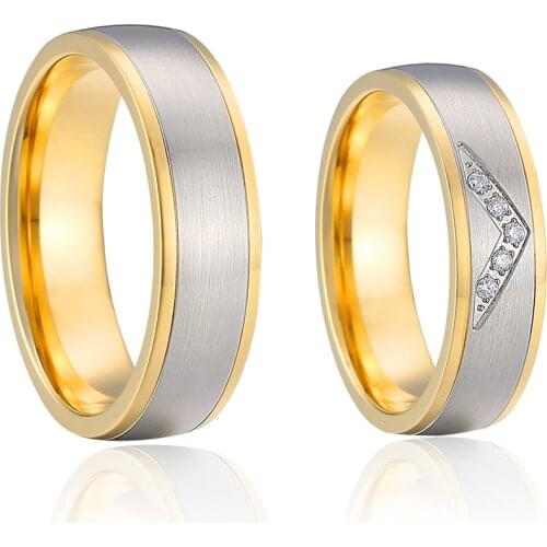 1 Pair Love Alliance 14k Gold Plated Crown cz Wedding Rings For Men And Women Couples Proposal Ring Set Marriage Anniversary