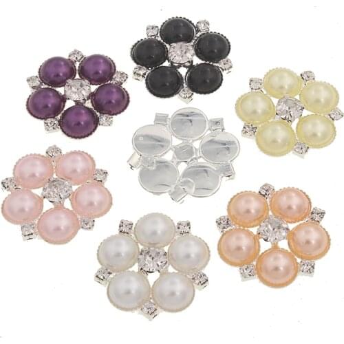 23mm Rhinestone Buttons Decorative for Sewing on Clothes Peal Button DIY Hair Accessories 10pieces