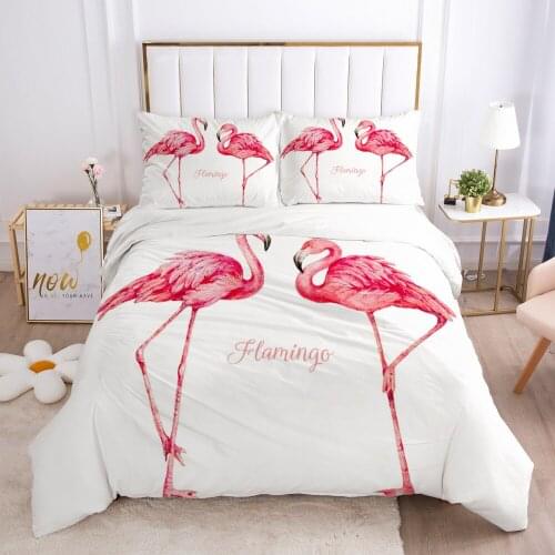 3D Luxury Bedding Set Queen/King/Europe Size Comforter/Quilt/Blanket Case Duvet Cover Pillowcases Nordic Watercolor Flamingo