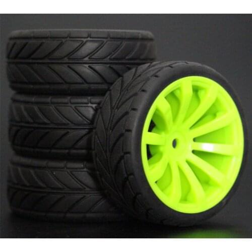 4Pcs 26mm Rubber RC Tyres & Wheel Rims Hex 12 For 1:10th HSP HPI Sprint 2 Drift RS4 On Road 4WD