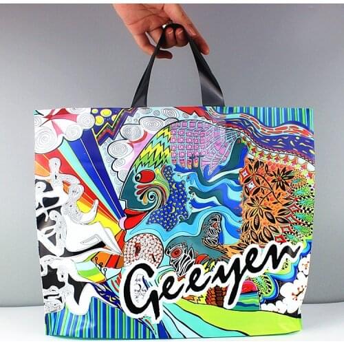 50pcs/ lot full color phoenix handle plastic bags very good quality,more thicker than usually bags Fit clothes gift packing