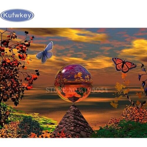 Full Drill Square 5D DIY Diamond Painting "Pyramid and ball""Diamond Embroidery scenery Picture Of Rhinestone Decor Home Gift