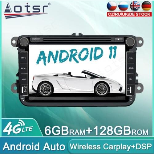 Android 11 128GB Car Radio DVD For Volkswagen Golf Polo Tiguan Passat b7 b6 leon Skoda Octavia Audio GPS Navigation Unit Carplay