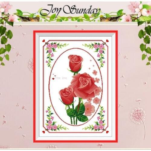Free Ship Handmade Roses Love Flower Painting Counted Cross Stitch 11CT printed 14CTCross Stitch Set Embroidery Kit Needlework