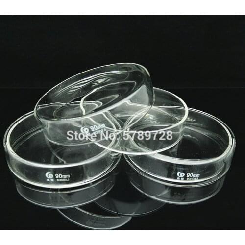 3pcs DIA 90mm Borosilicate glass Petri culture dish Used for the culture of bacteria, cells and lactic acid bacteria in lab
