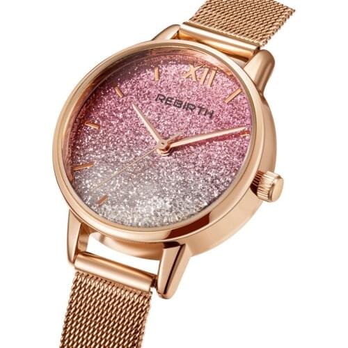 REBIRTH Women Watch Top Brand Luxury Pink Female Waterproof Clock Stainless Steel Bracelet Fashion Ladies Wristwatch Gift 2013