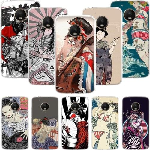 Japanese Fashion Art Kimono Tattoo Phone Case For Motorola Moto G9 G8 G7 G6 G5 E6 E5 E4 Plus Play Power One Action Macro Coque C