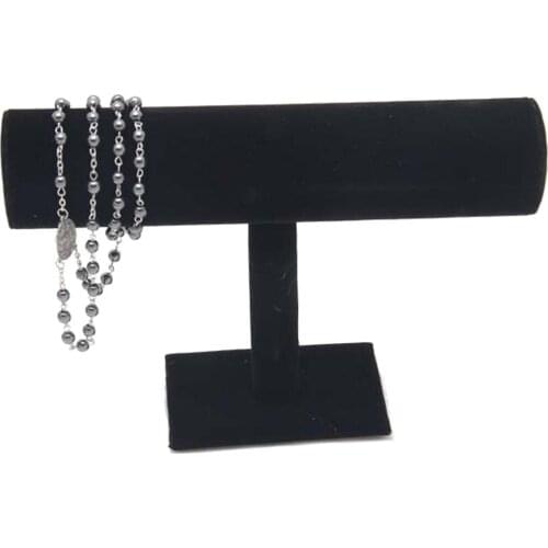 Droppshiping Portable Velvet/PU Leather Bracelet Bangle Necklace Display Stand Holder Watch Jewelry Organizer T-Bar Rack