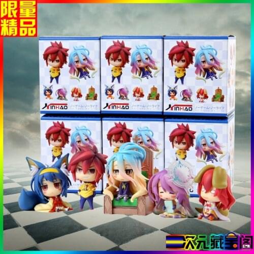 6pcs/set NO GAME NO LIFE Action Figure Hatsuse Izuna Jibril Shiro Sora Sutefani Dora PVC Figure Anime Toys Girls Gift