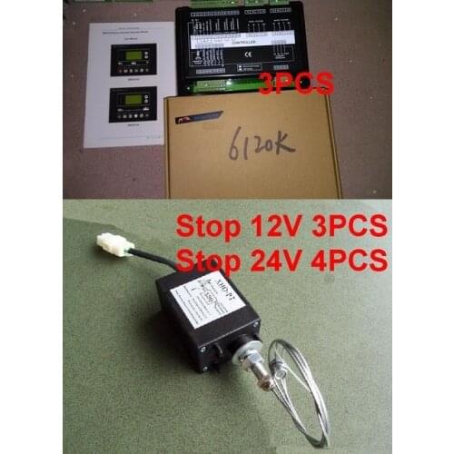 Free shipping HGM6120K 3PCS XHQ-PT 12V 3PCS 24V 4PCS Stop Diesel engine stopping device stop power grid electromagnetic valve